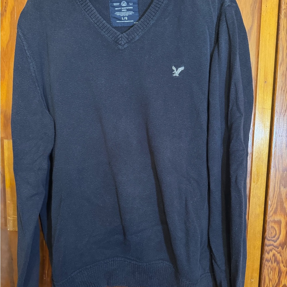 American Eagle Outfitters V-Neck Navy Blue Sweater